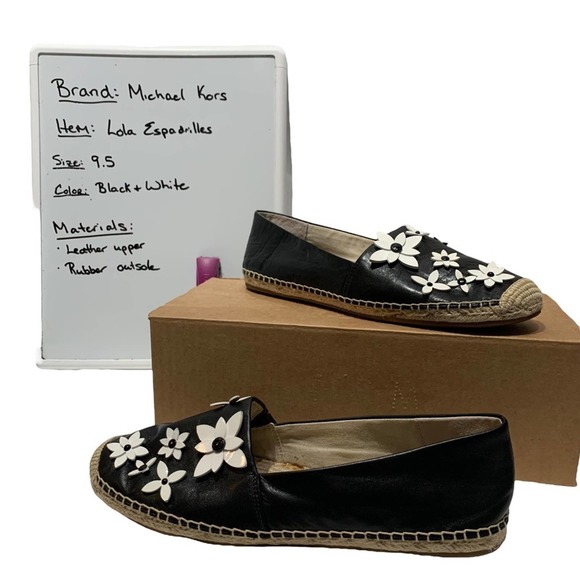 Michael Kors - Lola Espadrille, EUC, size 9.5, black with white flowers - Picture 3 of 12